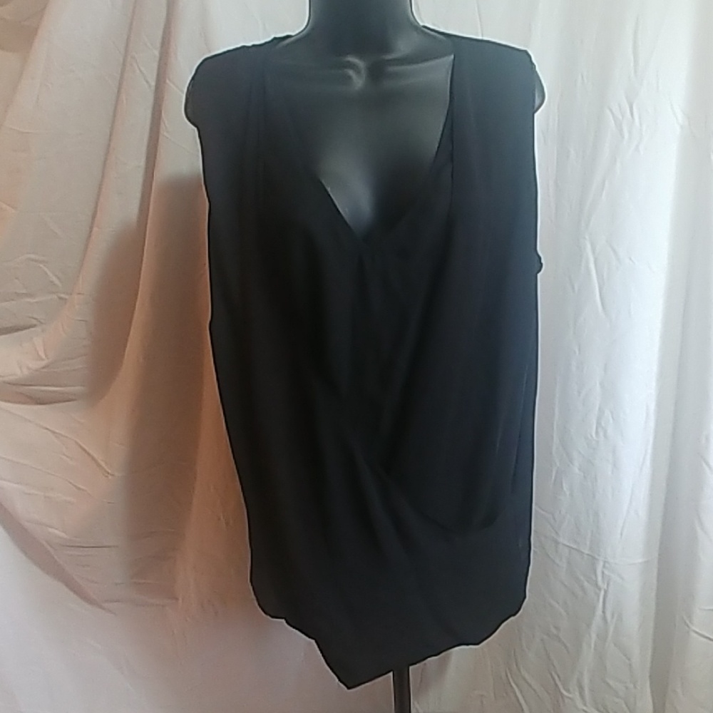 Ralph Lauren Faux Wrap Top sleeveless Black 1X
